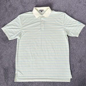 Peter Millar Summer Comfort Golf Polo Shirt ~Mens Large~ Yellow Striped